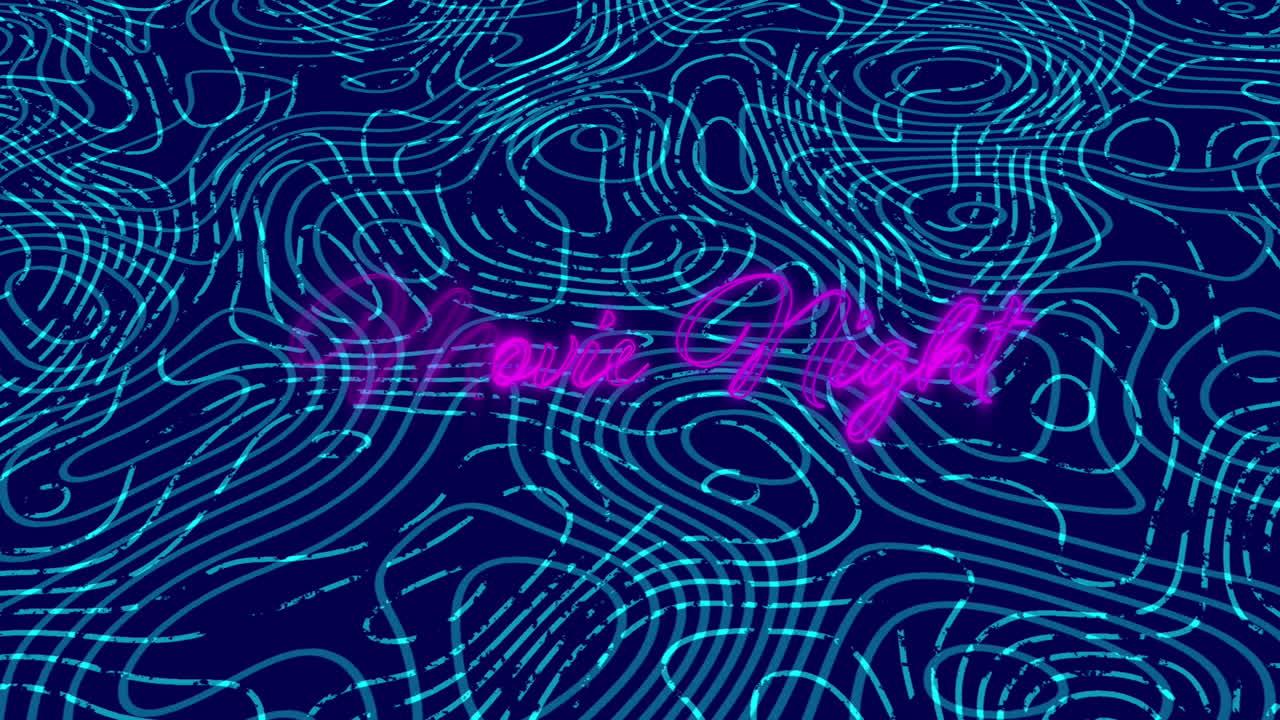 animación de la noche de la película sobre fondo marino con líneas de agua