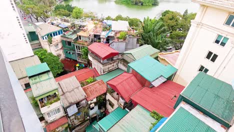 aerial view of hanoi buildings and lake