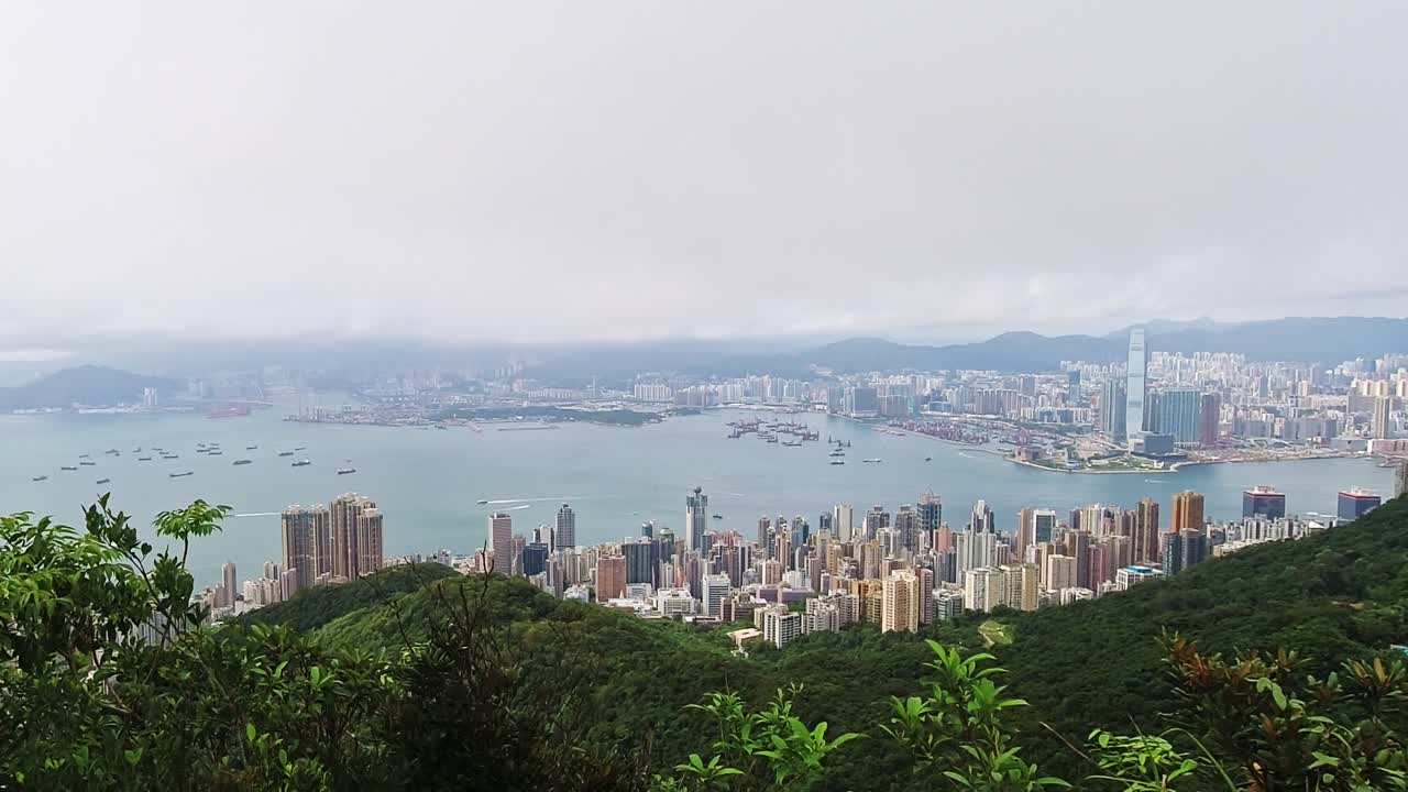 lapso de tiempo del paisaje urbano de hong kong desde arriba