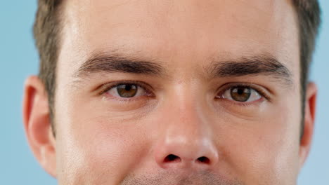 Face,-zoom-and-happy-man-in-studio-with-positive