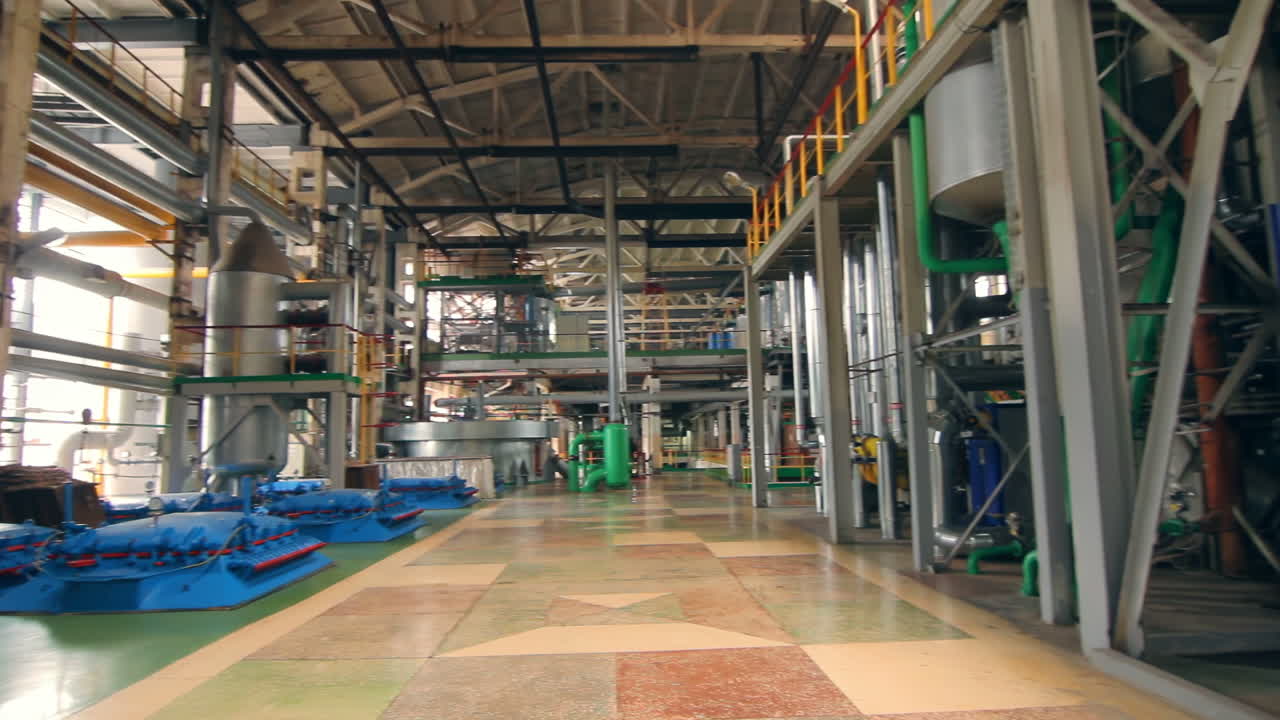 Industrious manufacturing warehouse plant interior storing showing complex piping with Advanced Filtration and Purification System