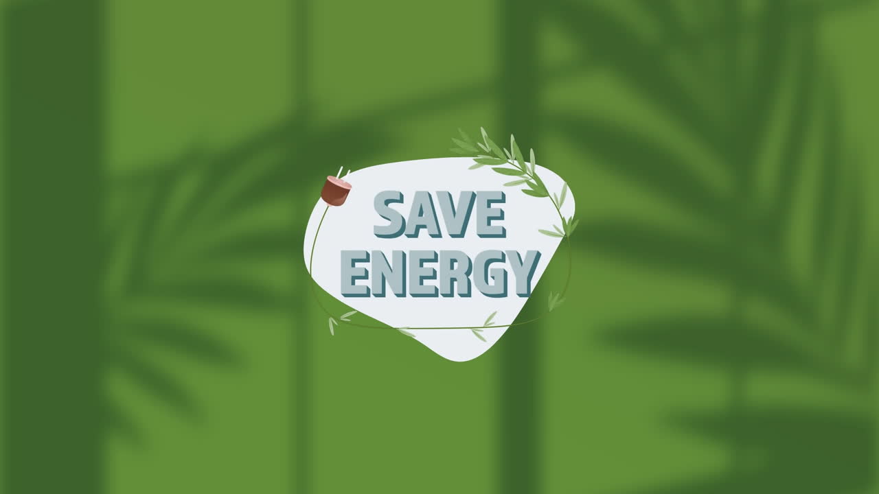 animación de ahorro de energía sobre un fondo verde
