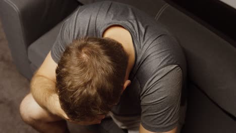 overhead view symbolizing stress, despair or mental overload in an isolated, reflective moment