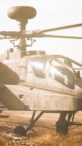 military helicopter in a desert landscape