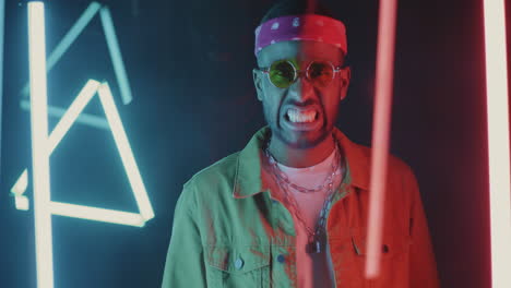 man in neon lights