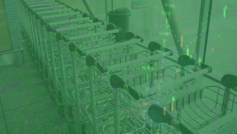 animación del procesamiento de datos financieros a través de carritos de compras