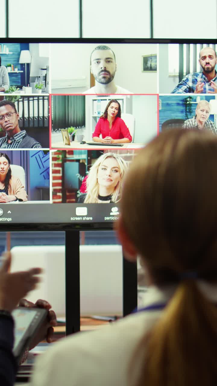 Vertical Video Marketing team analyzing big data insights on online videoconference