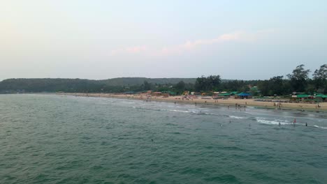 goa arambol beach empty in pandemic covid 19 india drone shot pan right