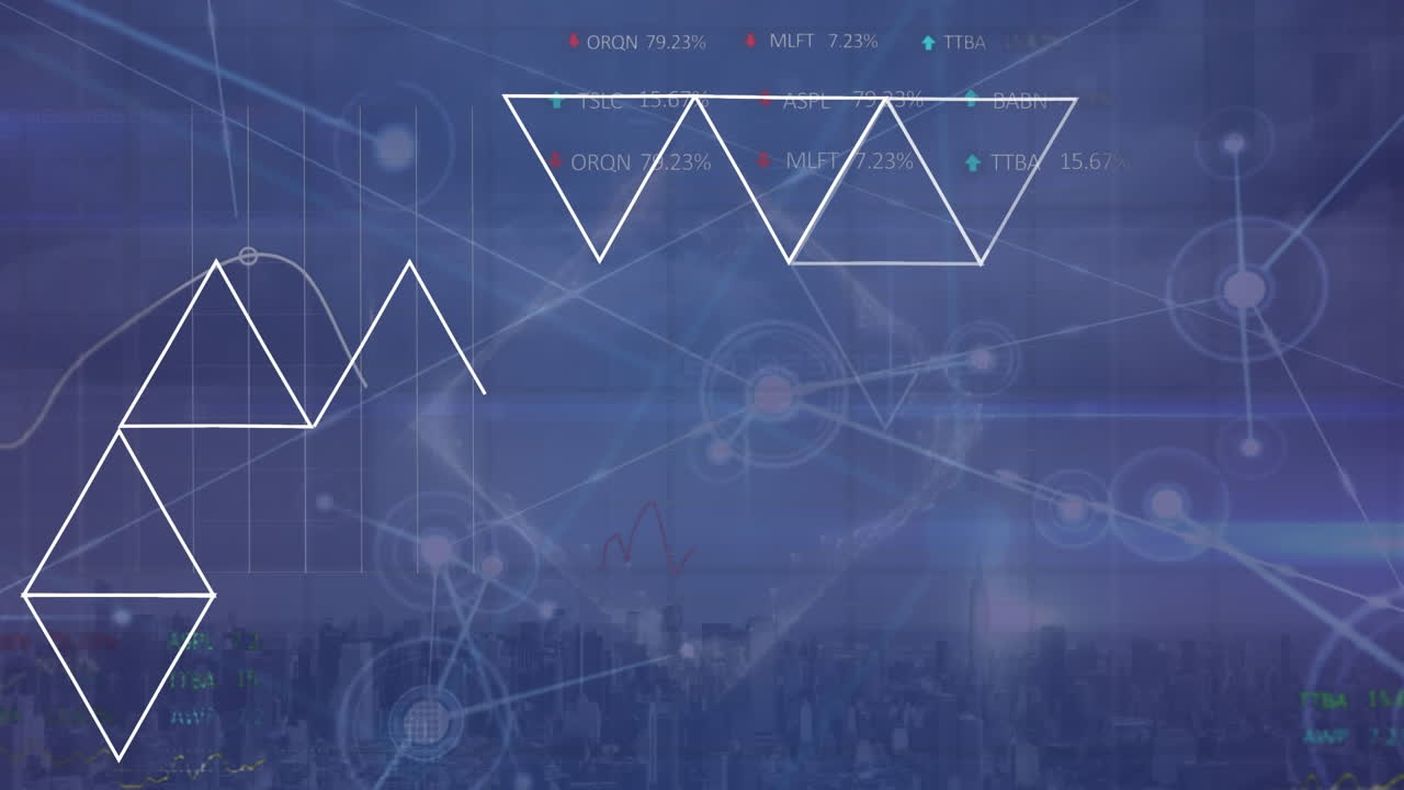 animación del procesamiento de datos sobre el paisaje urbano