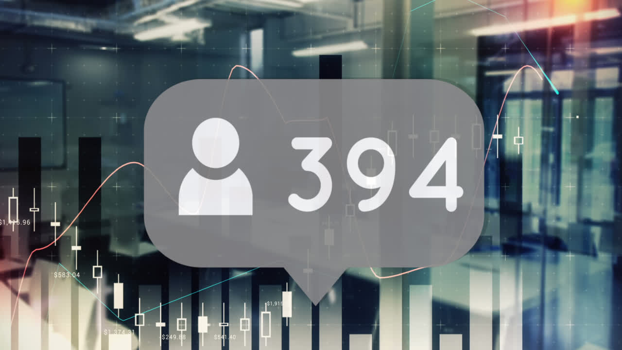 Animation of numbers changing over statistics and data processing