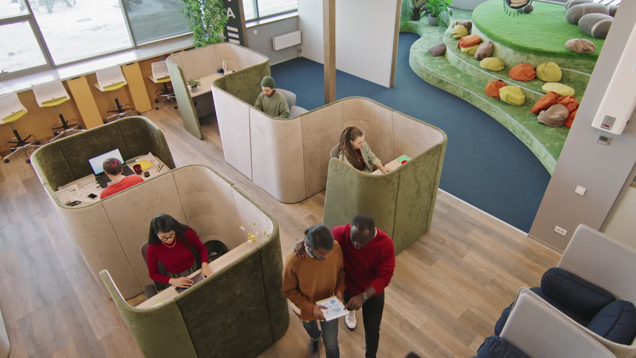 Top View of Young People Working in Modern Office