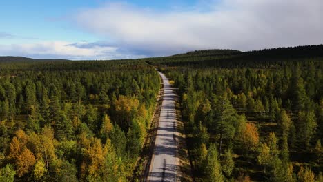 countryside highway to inari lapland finland aerial