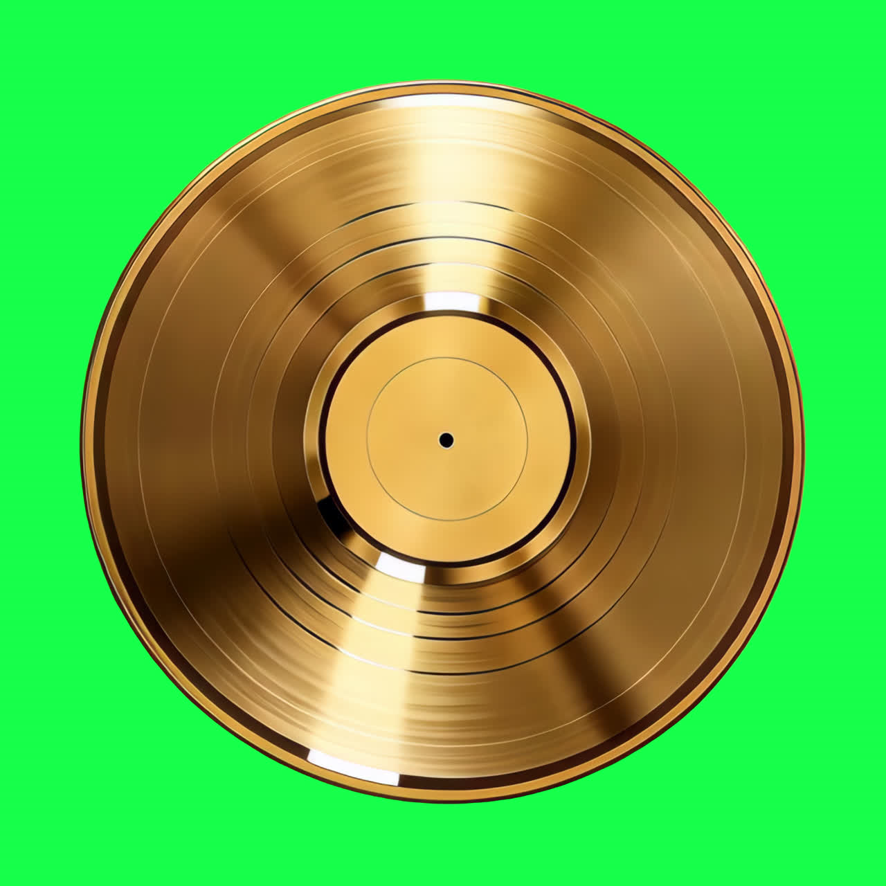 Golden vinyl record animation isolated asset, transparent 4K video, alpha channel, ProRes 4444