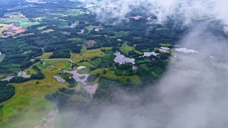 scenic aerial view of kemeri national park at sunrise in latvia