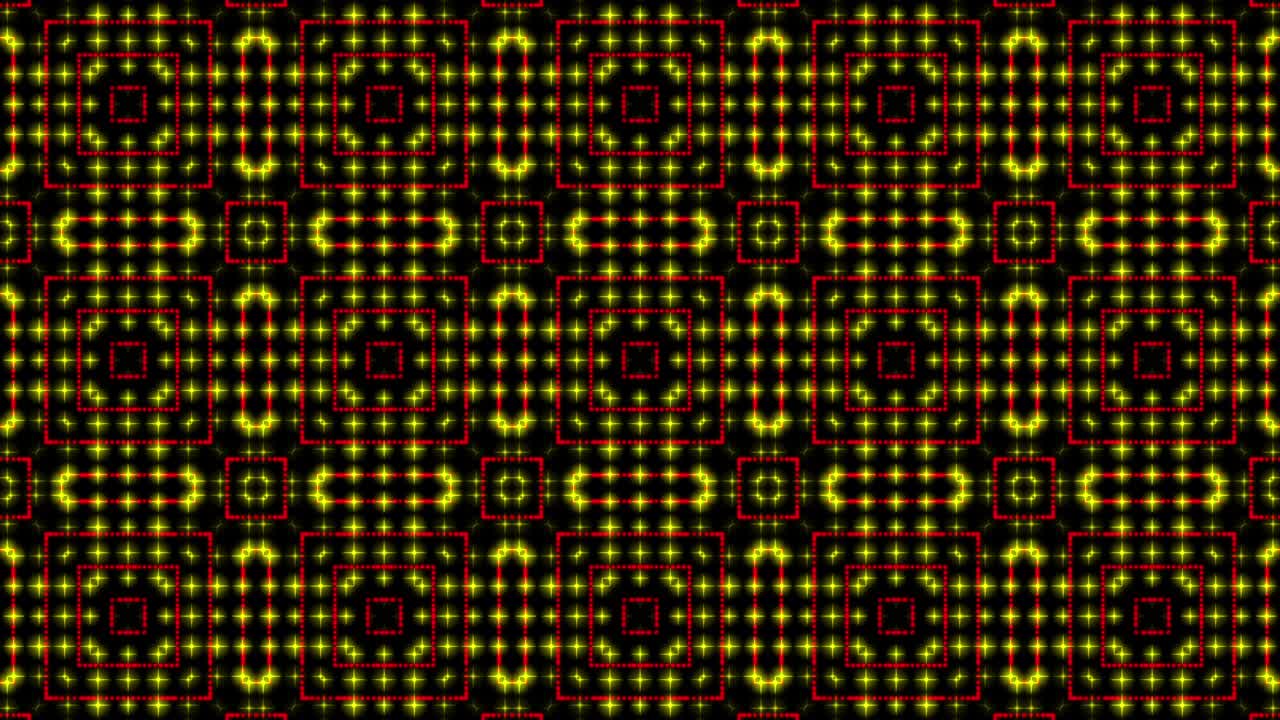 Animated illustration light shinning red and yellow dots and stars square shapes.