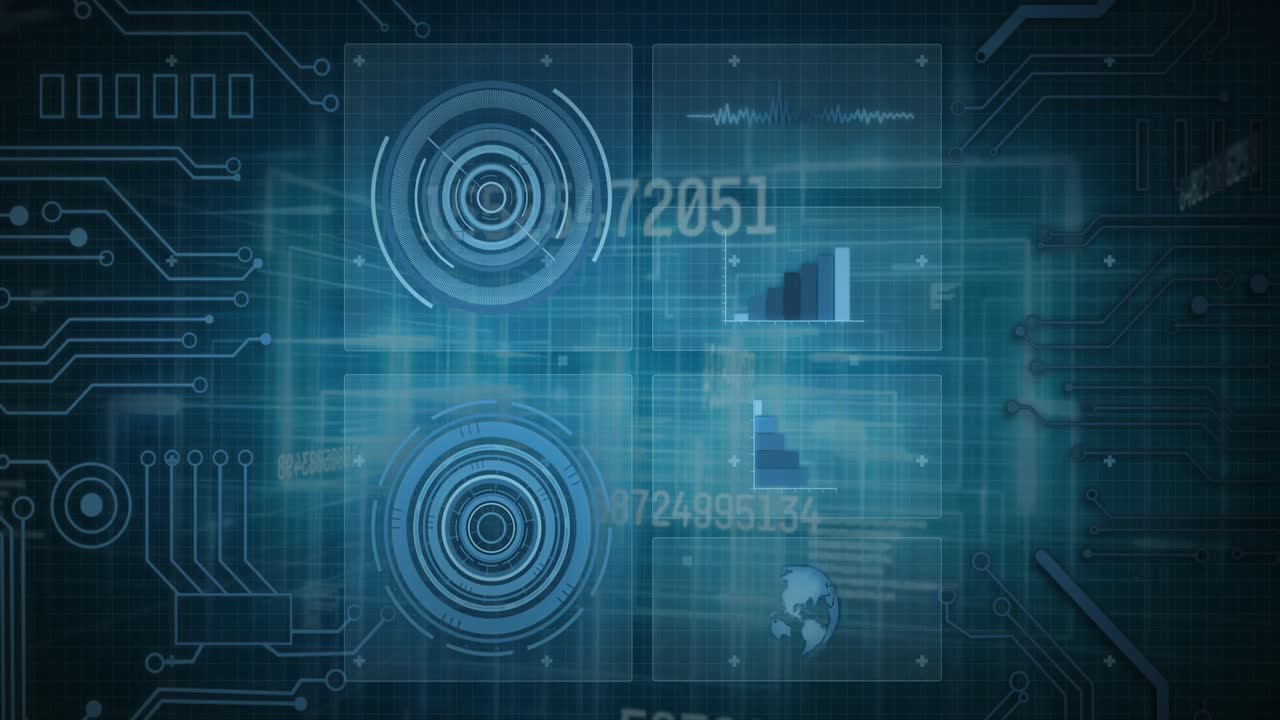 animación de escaneos, cambio de números y procesamiento de datos