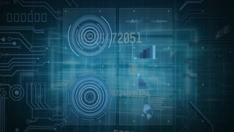 Animation-of-scopes-scanning,-numbers-changing-and-data-processing