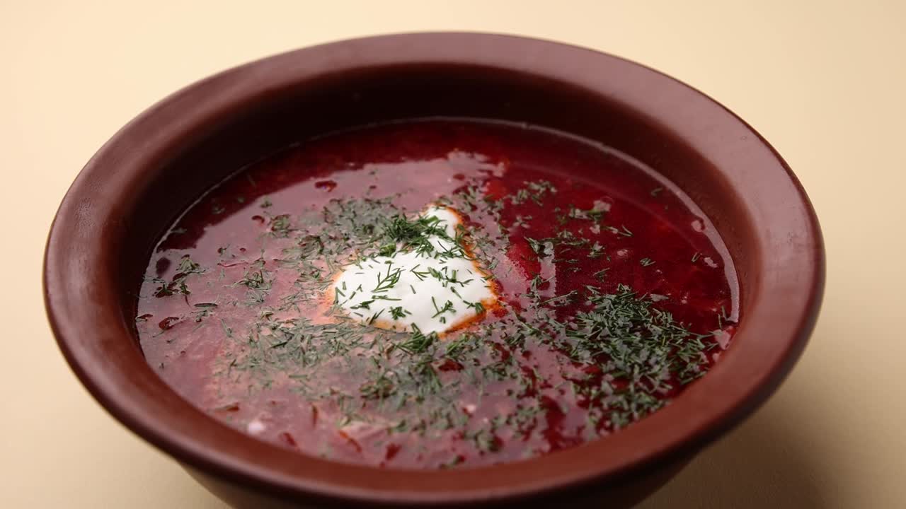 러시아 보르슈트 수프 한 그