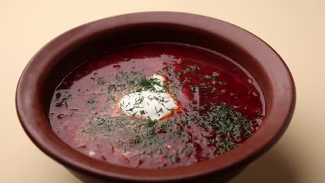 un tazón de sopa de borscht ruso