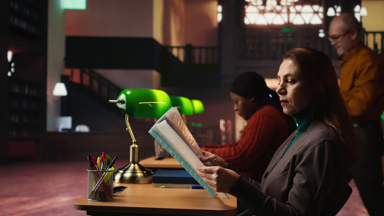 People reading in a library