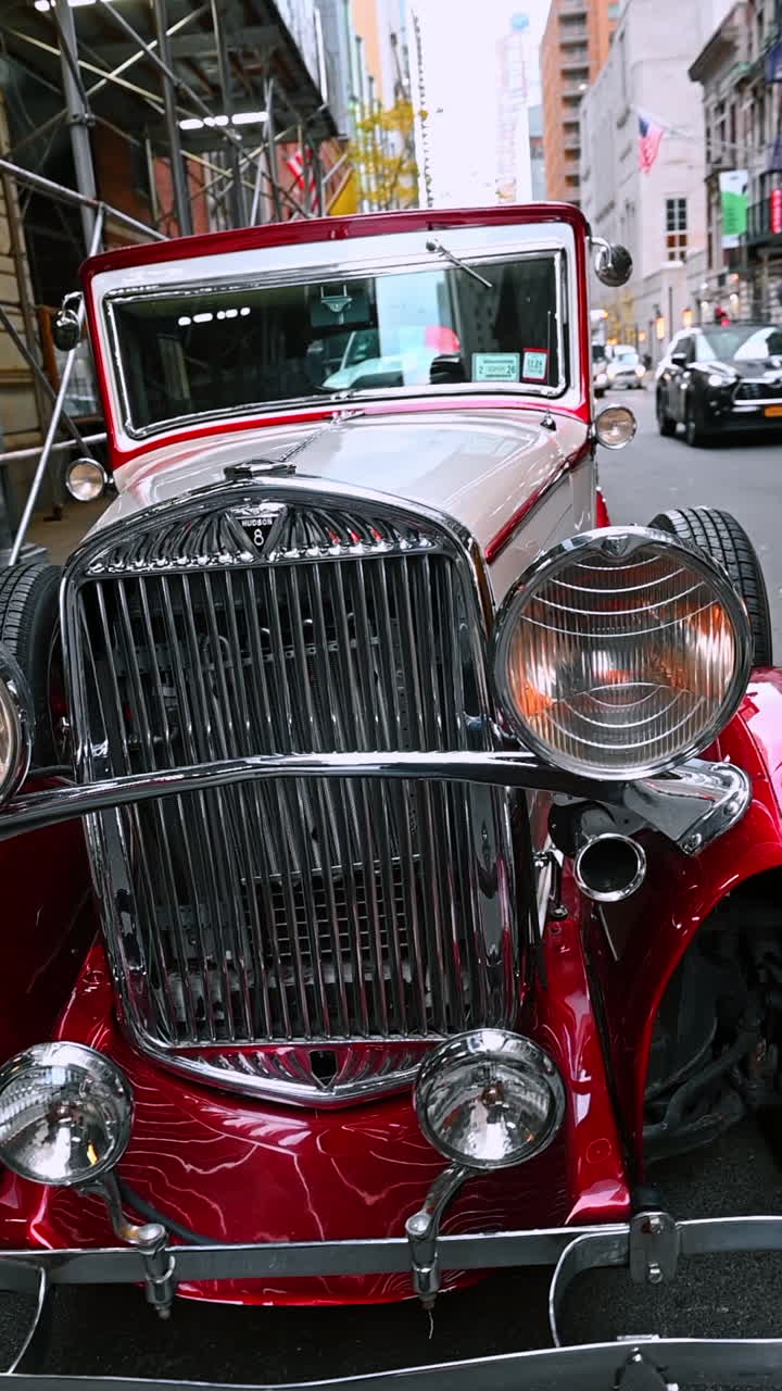 New York, USA, 8 October 2025: Classic car in Manhattan. A vintage classic car is parked on a Manhattan street