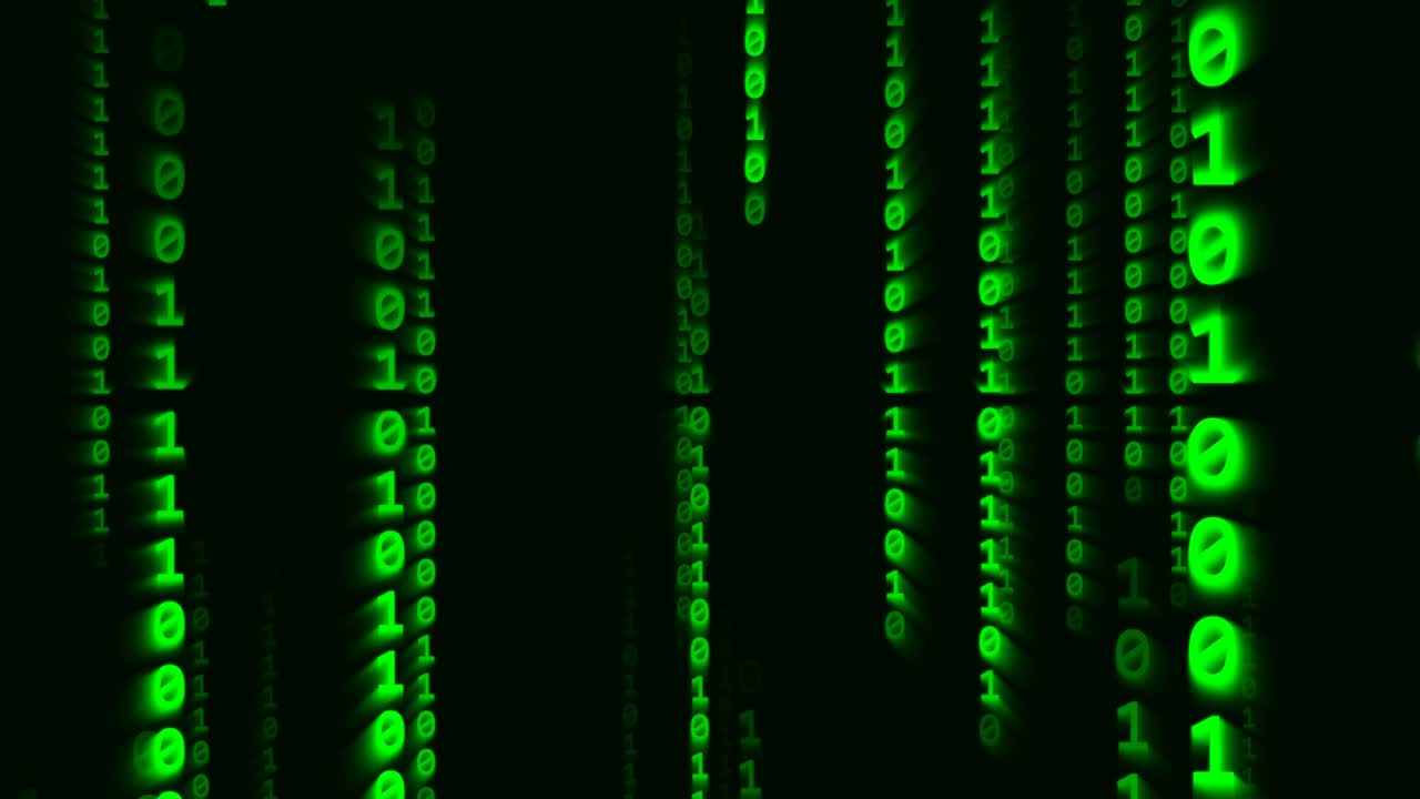 Matrix Binary Code Number Digit Streams Falling Rain Particles - 4K Seamless Loop Motion Background Animation