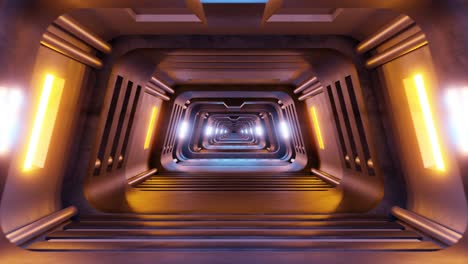 futuristic indoor tunnel with colorful neon lights, animation loop