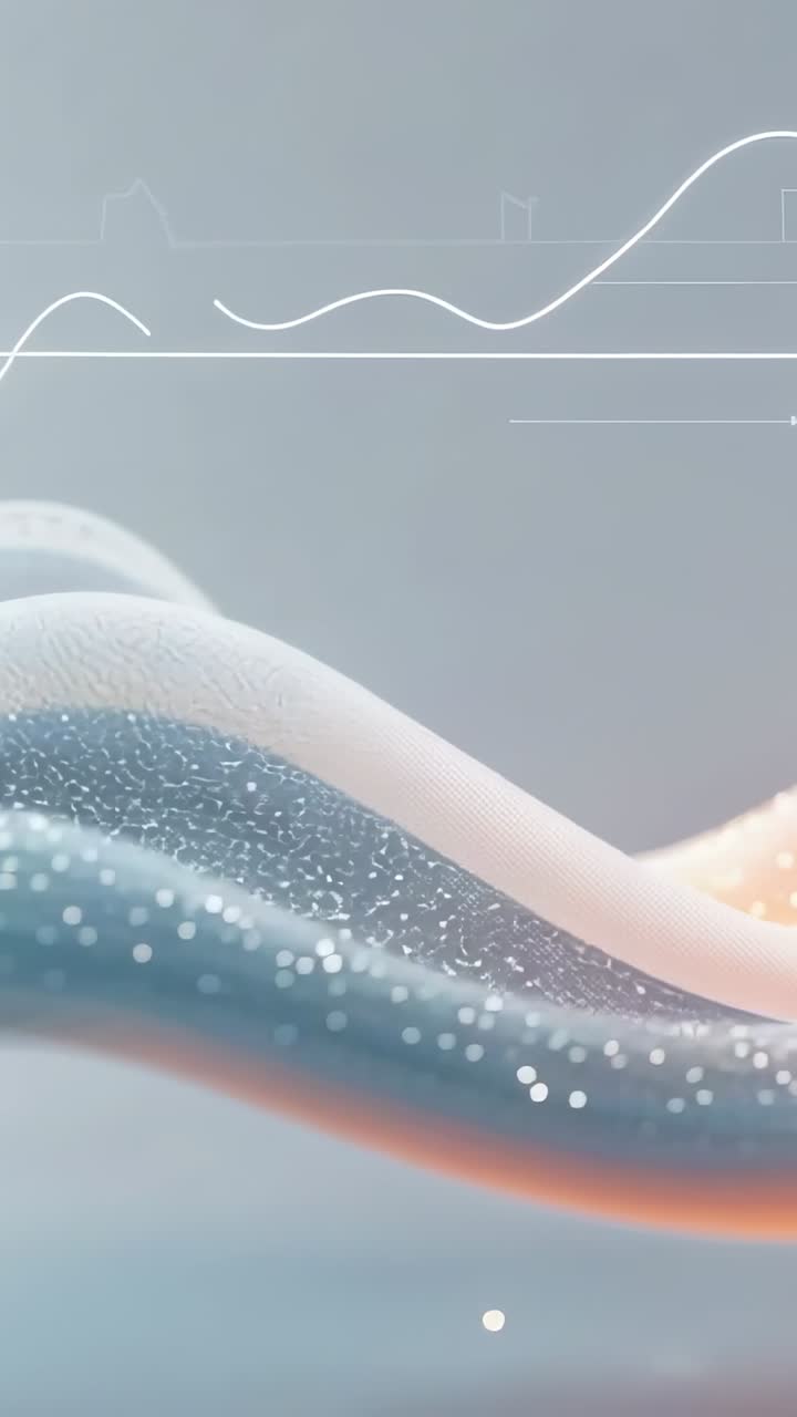 Vertical video: At start ribbon pulsing in studio with waveform, bars and arrow showing data flow