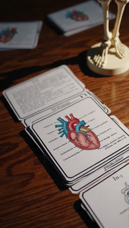 anatomy study cards with skeleton model