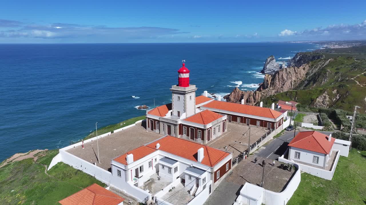 Roca Cape At Sintra In District Of Lisbon Portugal. Beach Skyline. Nature Landscape. Summer Travel. Roca Cape At Sintra In District Of Lisbon Portugal. Lighthouse Scenery