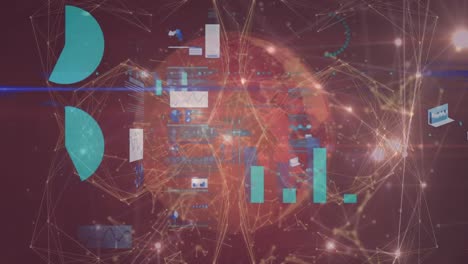 Animación-De-Pantalla-Digital-Con-Datos,-Gráficos-Y-Conexiones