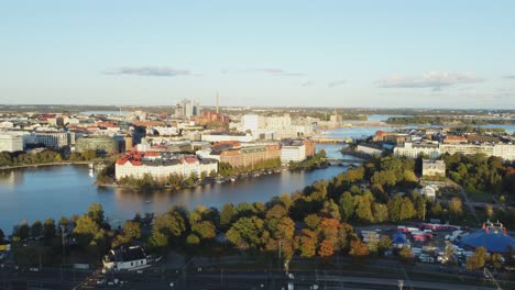 Flyover-central-train-tracks-towards-Kallio-Helsinki-in-golden-hour