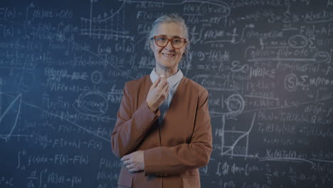 smiling teacher in a classroom