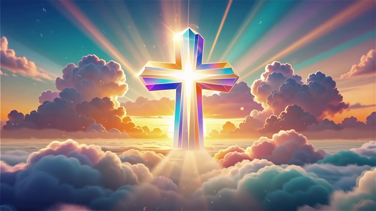 Christian Cross Heavenly Light Worship Background