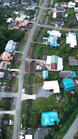 aerial drone view during summer kabong fishing village,with river and beach,sarawak,borneo
