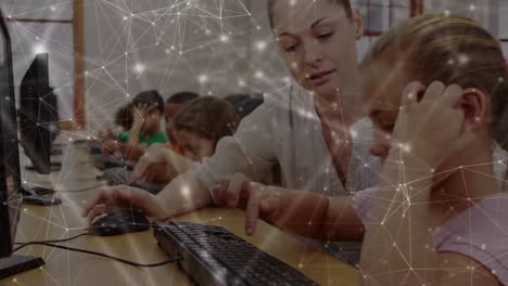 Animation of network of connections over diverse schoolchildren using computers