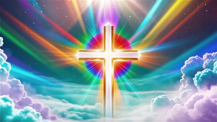 Christian Cross Heavenly Light Worship Background