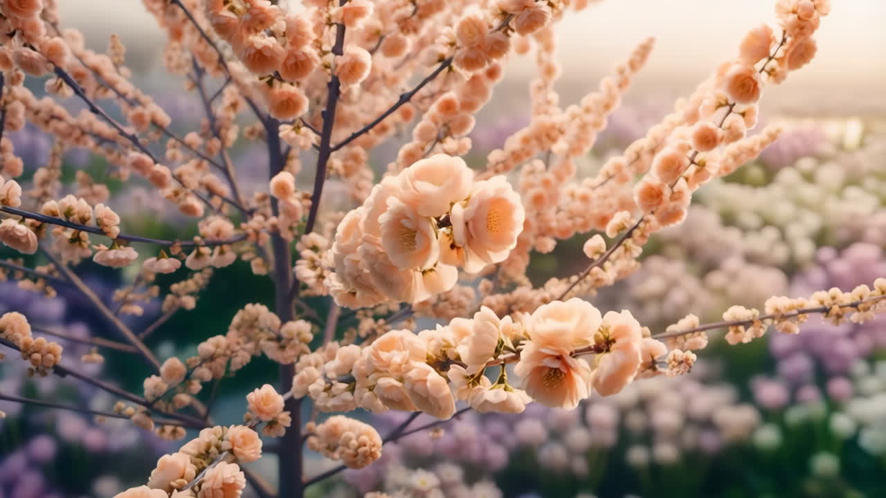 Delicate Peach Blossoms in a Spring Garden