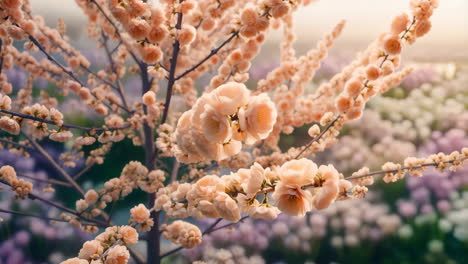 delicate peach blossoms in a spring garden