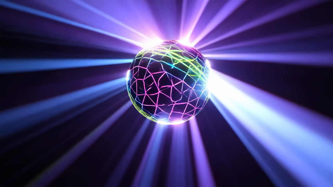 Abstract glowing sphere with neon lines