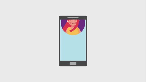 pareja de teléfonos inteligentes personajes de corazones de amor