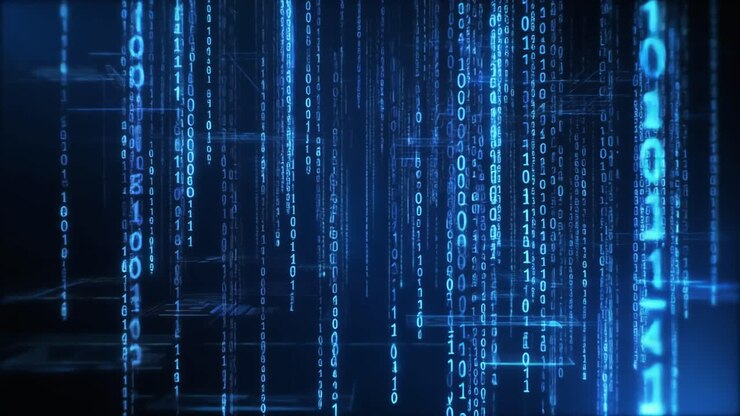 Falling Blue Binary Code Digital Data Stream