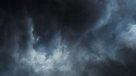 4k thunderstorm inside dark clouds moving in dark sky