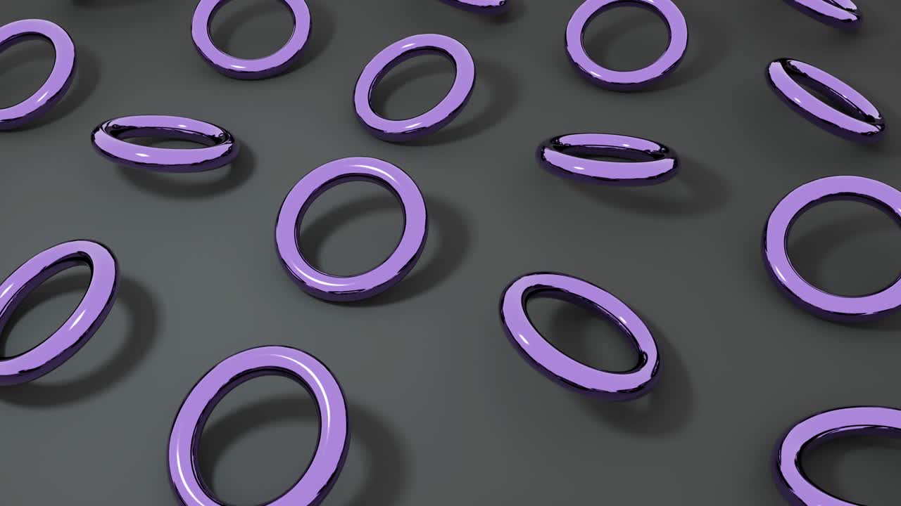 torus viola 3d che ruota su una superficie scura. abstract creative 4k seamless loop animation.