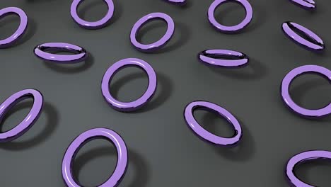 3d purple torus rotating on dark surface. abstract creative 4k seamless loop animation.