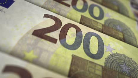 animación en bucle de la superficie del billete de dinero en euros