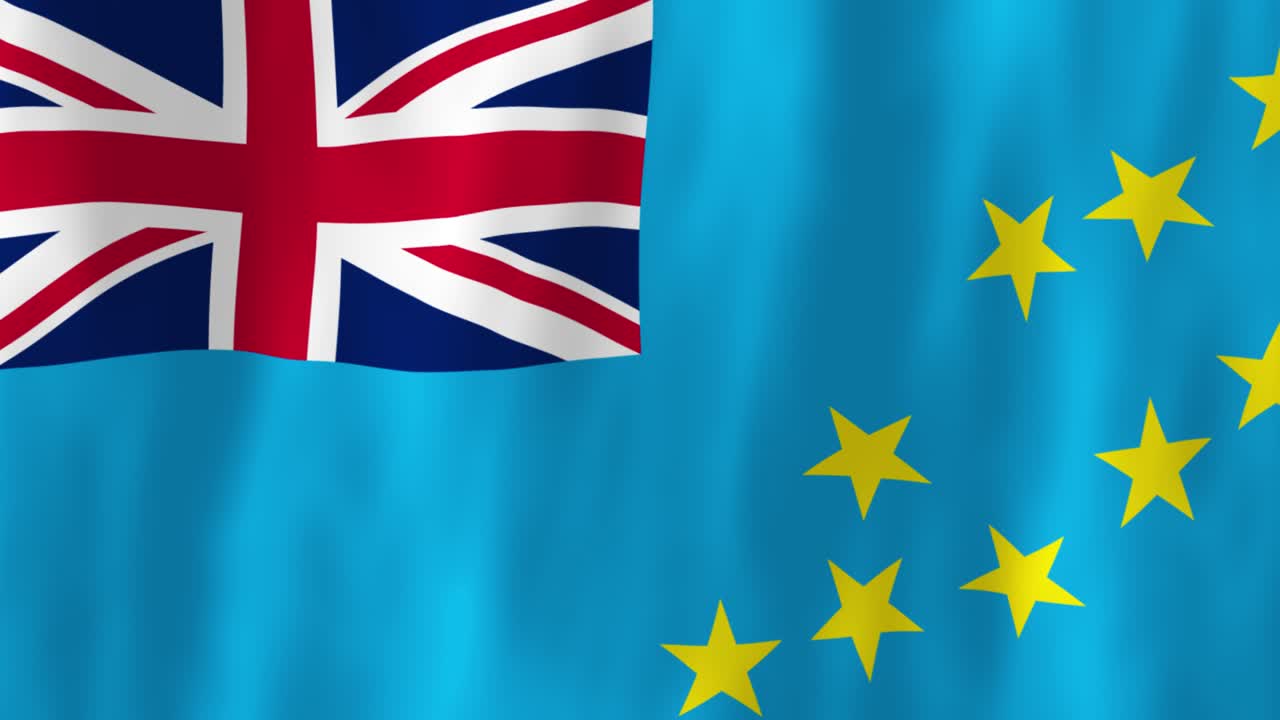 Tuvalu flag country animation 3D symbol design waving in wind movement national patriotism world culture emblem banner republic island Polynesia Oceania Pacific Union Jack
