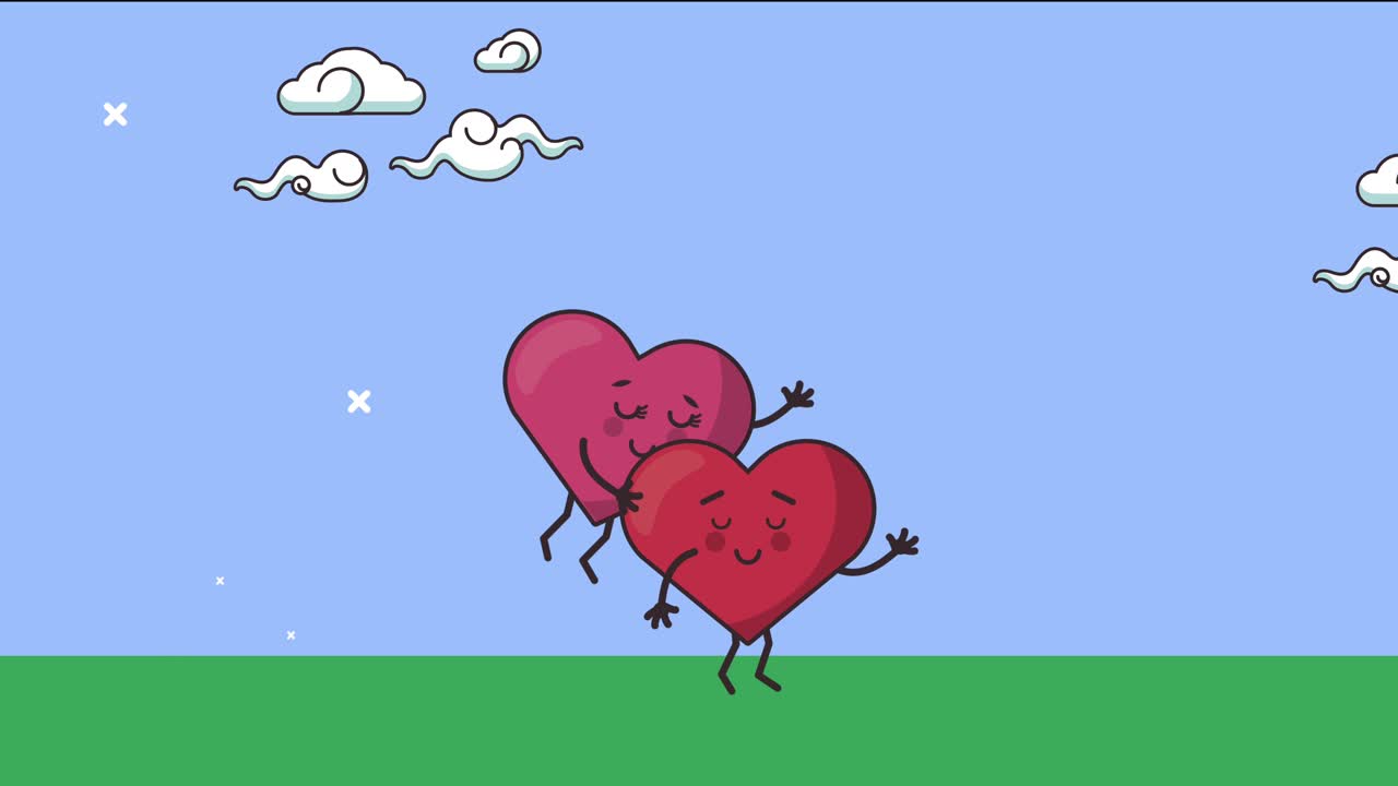 счастливый день святого валентина карточка с сердцами пара в поле