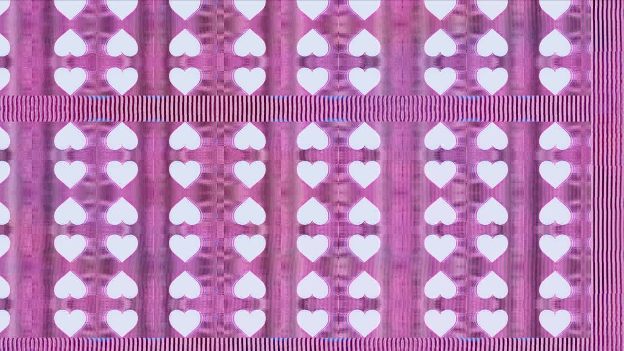 heart pattern glitching background, love concept glitch art