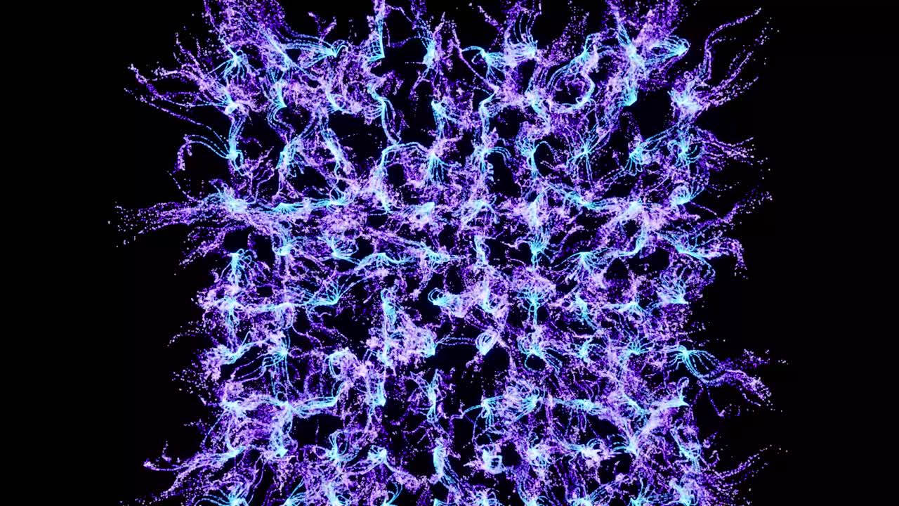 efectos visuales, vfx, sprays de partículas en fondo negro animación en 3d